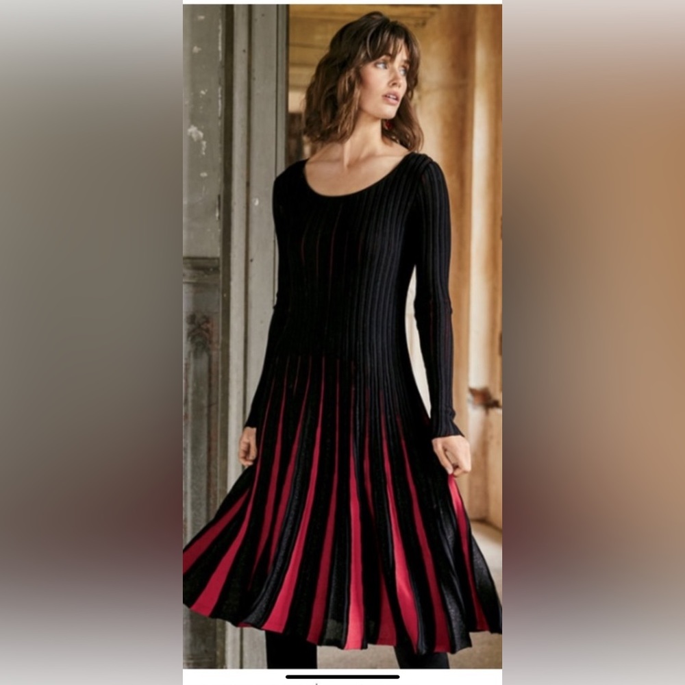 Peruvian Connection Black Dress with Red Accents